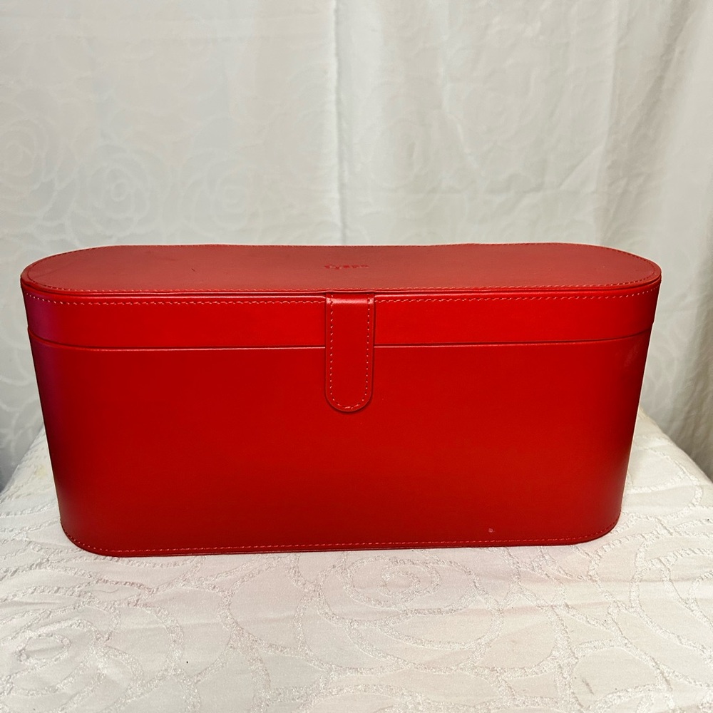Dyson Airwrap Scarlet Red Leather Hard Case Storage Organizer Box Only